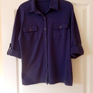 J. McLaughlin Catalina Cloth Deep Navy Blue Collared Shirt